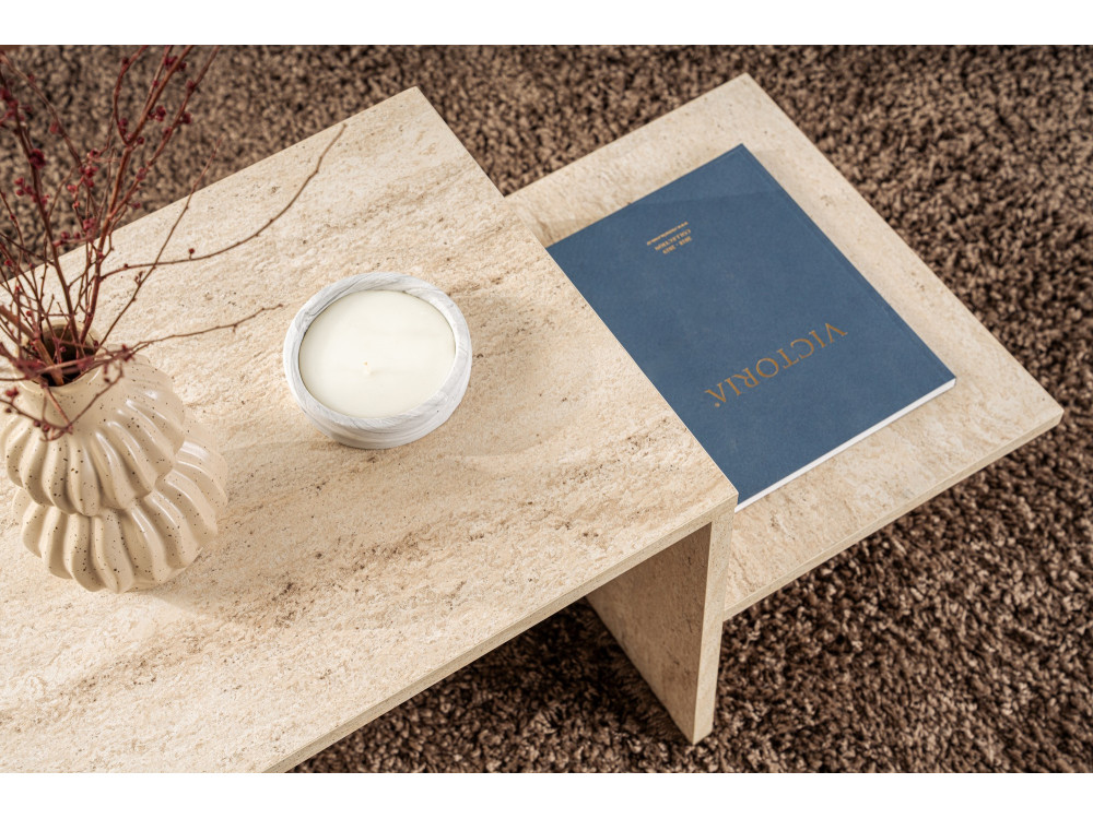 Mesa baja de madera "Harmony" - 80 x 40 x 40 cm - Travertino