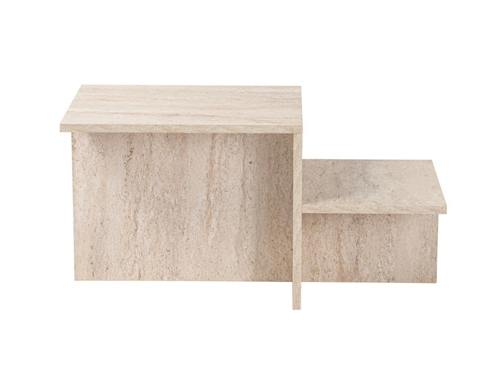 Mesa baja de madera "Harmony" - 80 x 40 x 40 cm - Travertino
