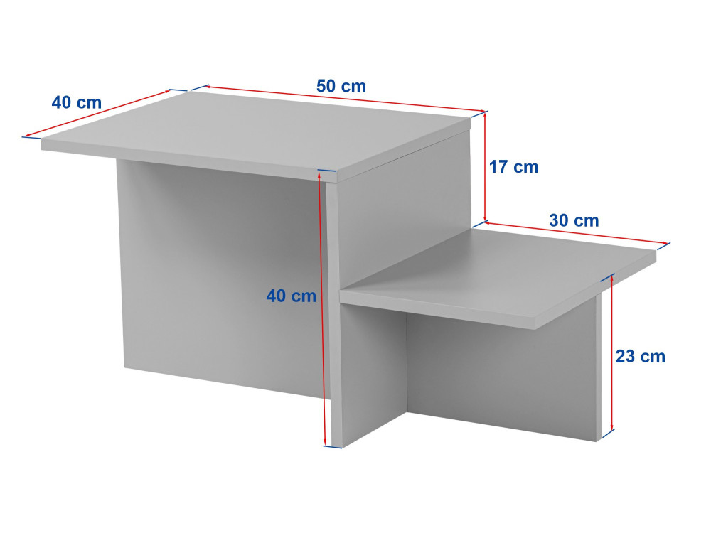 Mesa baja de madera "Harmony" - 80 x 40 x 40 cm - Travertino