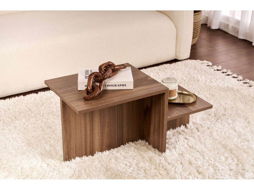 Mesa baja de madera "Harmony" - 80 x 40 x 40 cm - Nogal