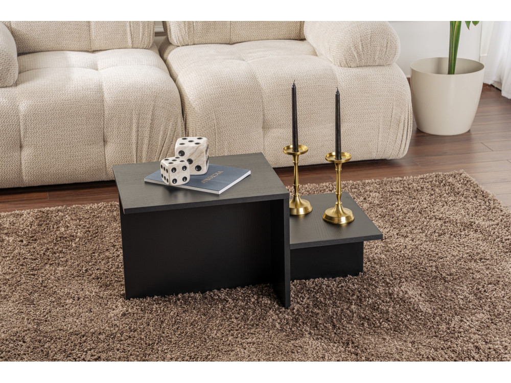 Mesa baja de madera "Harmony" 80 x 40 x 40 cm - Madera negra