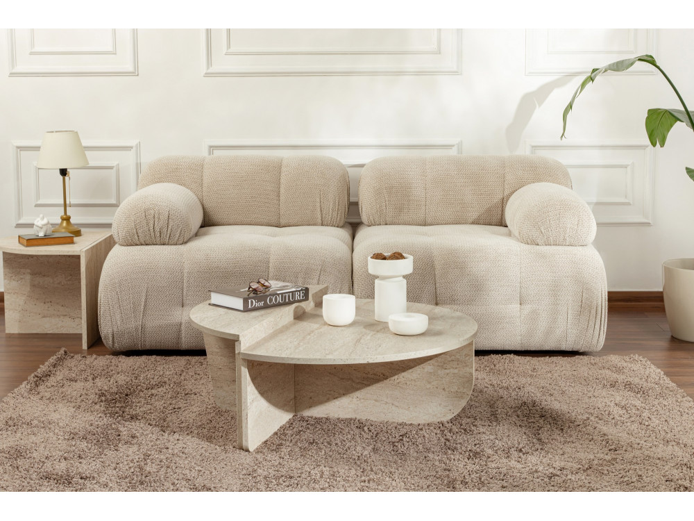 Mesa baja de madera "Orion" - 90 x 60 x 30 cm - Travertino