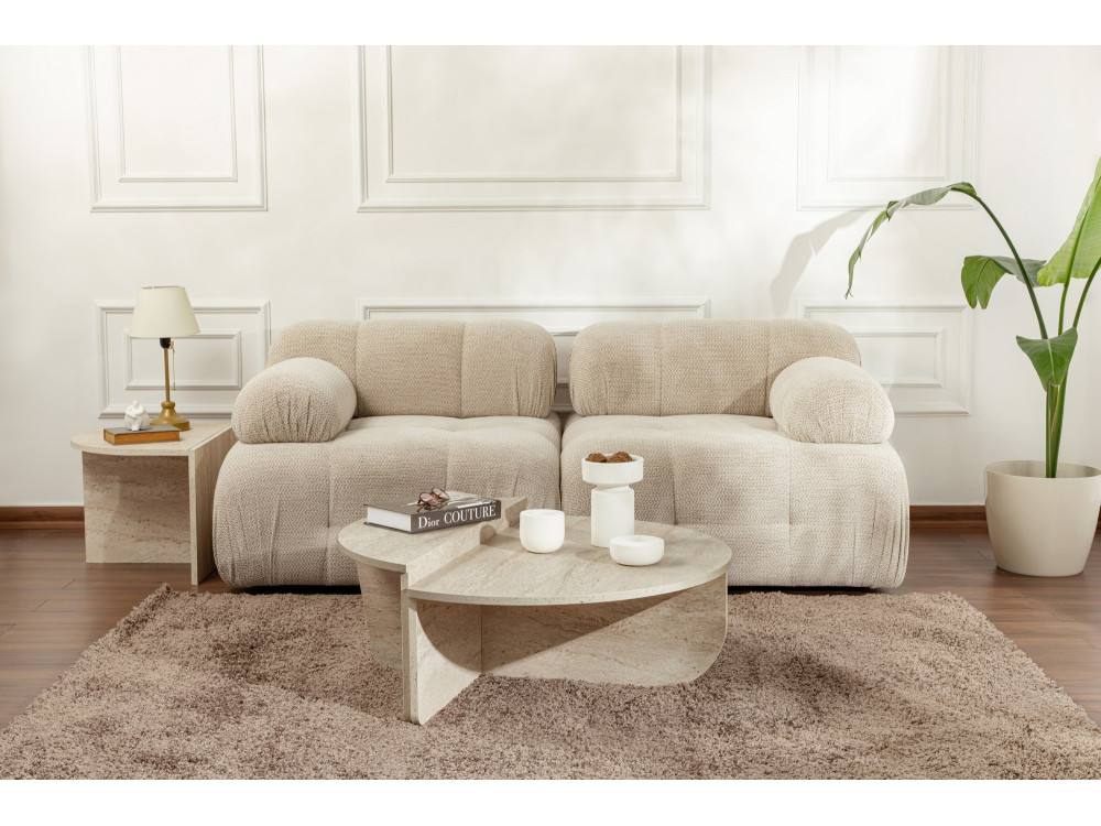 Mesa baja de madera "Orion" - 90 x 60 x 30 cm - Travertino