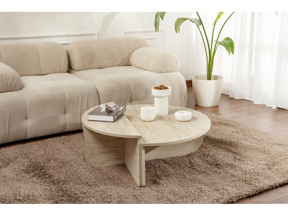 Mesa baja de madera "Orion" - 90 x 60 x 30 cm - Travertino