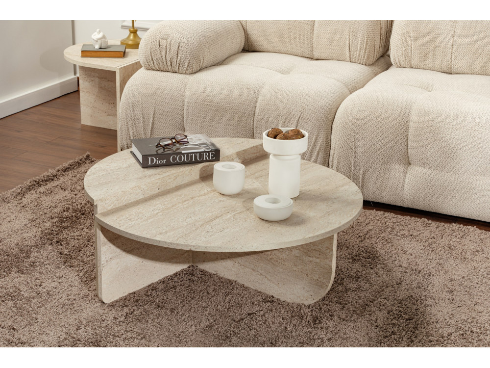 Mesa baja de madera "Orion" - 90 x 60 x 30 cm - Travertino