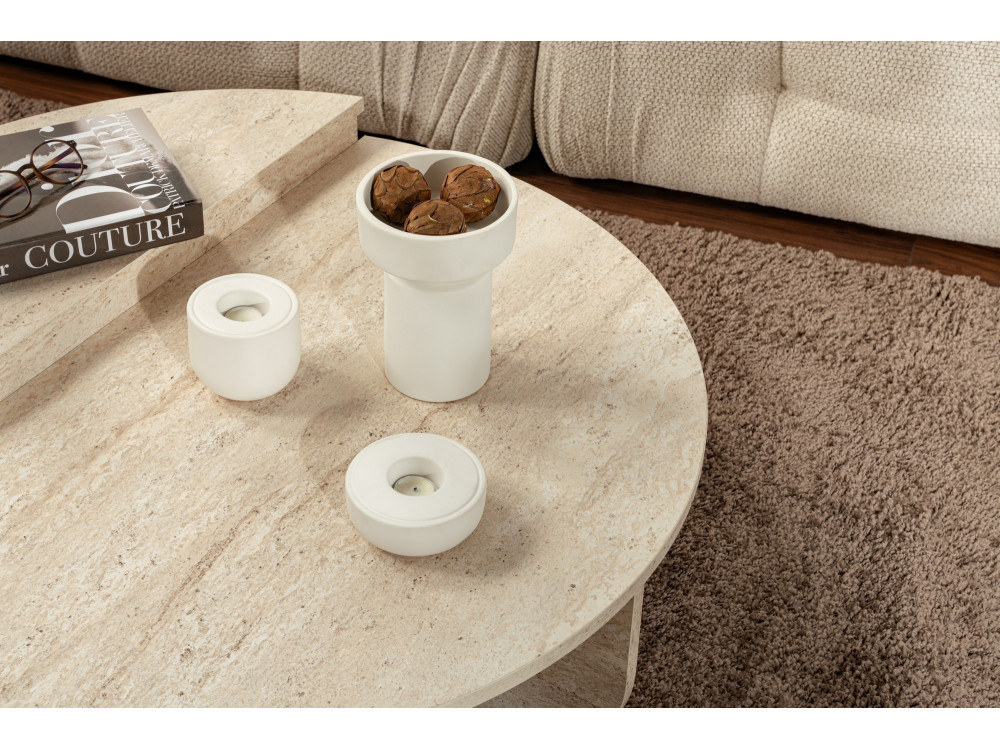Mesa baja de madera "Orion" - 90 x 60 x 30 cm - Travertino