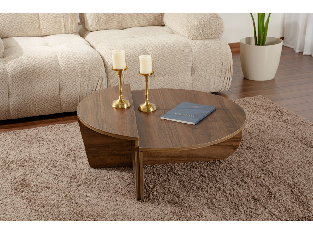 Mesa baja de madera "Orion" - 90 x 60 x 30 cm - Nogal
