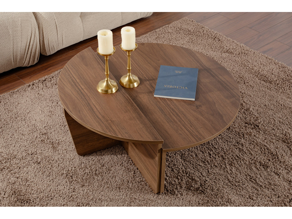 Mesa baja de madera "Orion" - 90 x 60 x 30 cm - Nogal