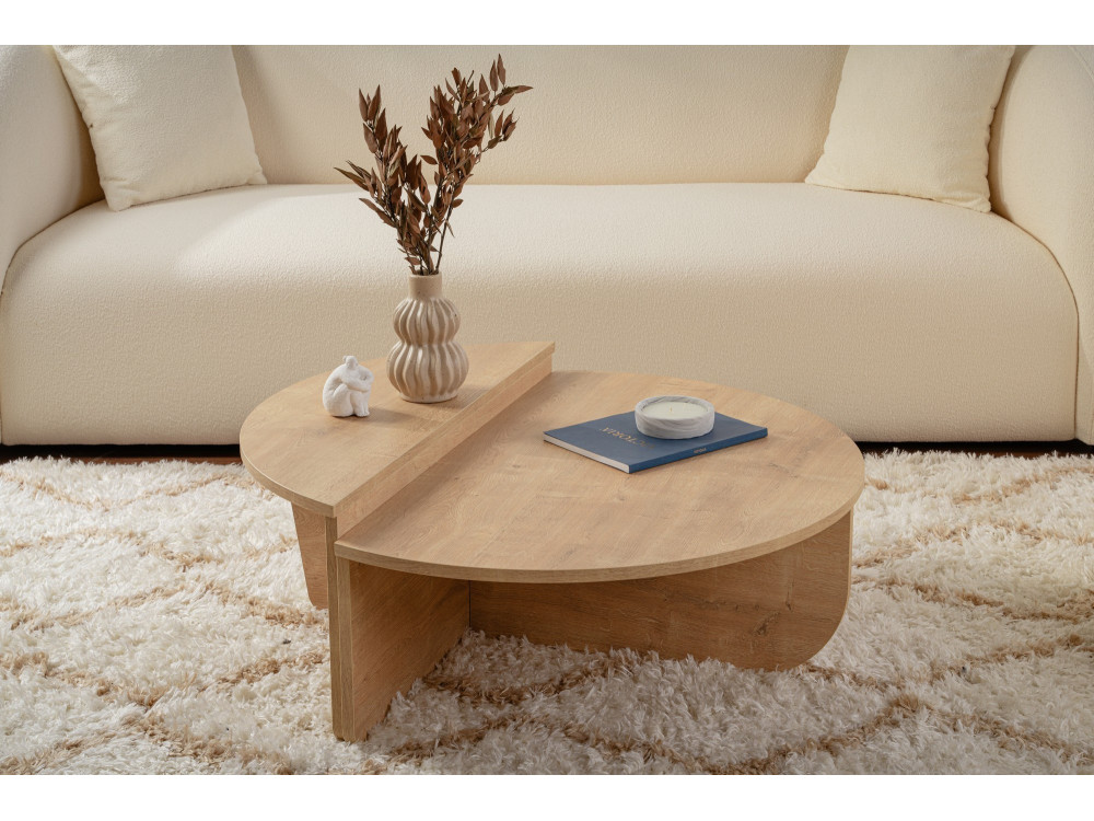 Mesa baja de madera "Orion" - 90 x 60 x 30 cm - Roble miel