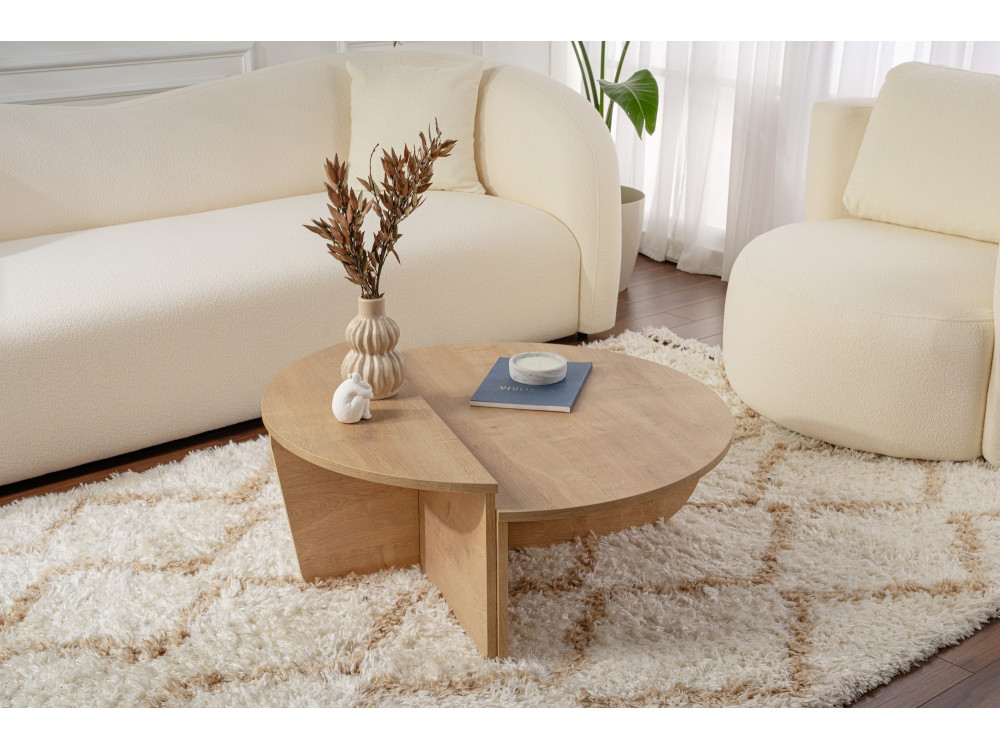 Mesa baja de madera "Orion" - 90 x 60 x 30 cm - Roble miel