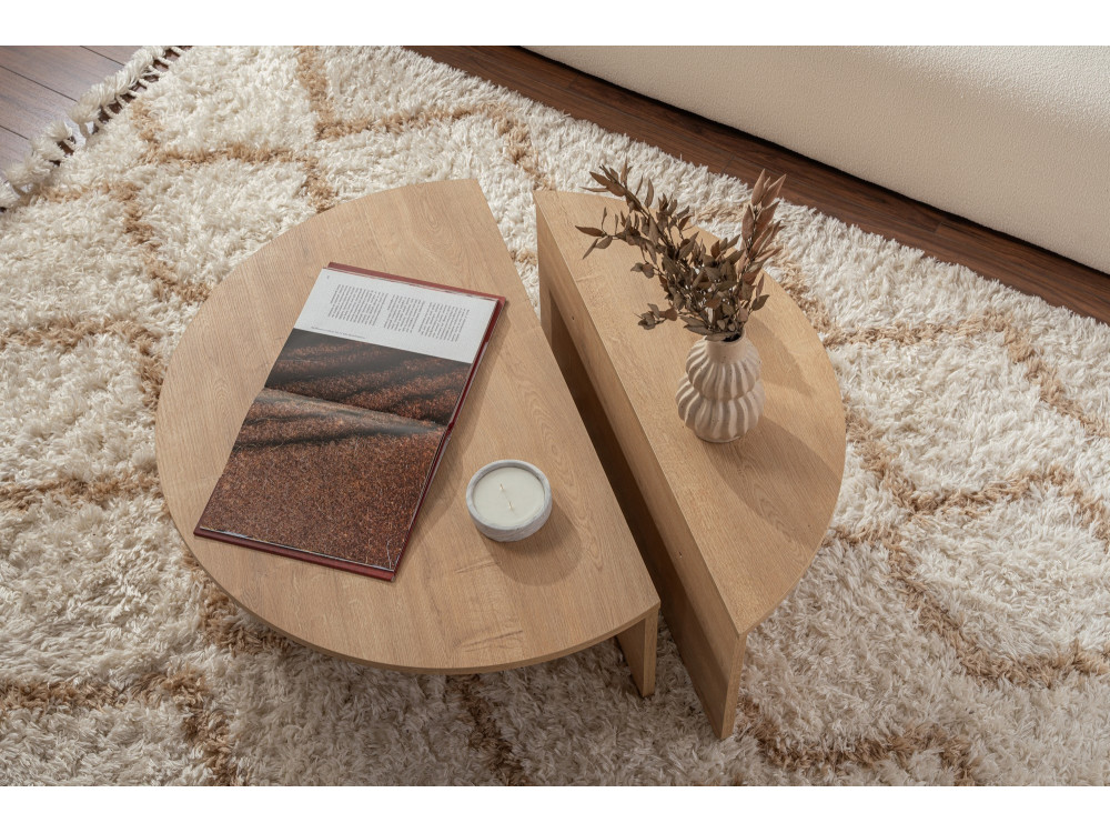 Mesa baja de madera "Orion" - 90 x 60 x 30 cm - Roble miel