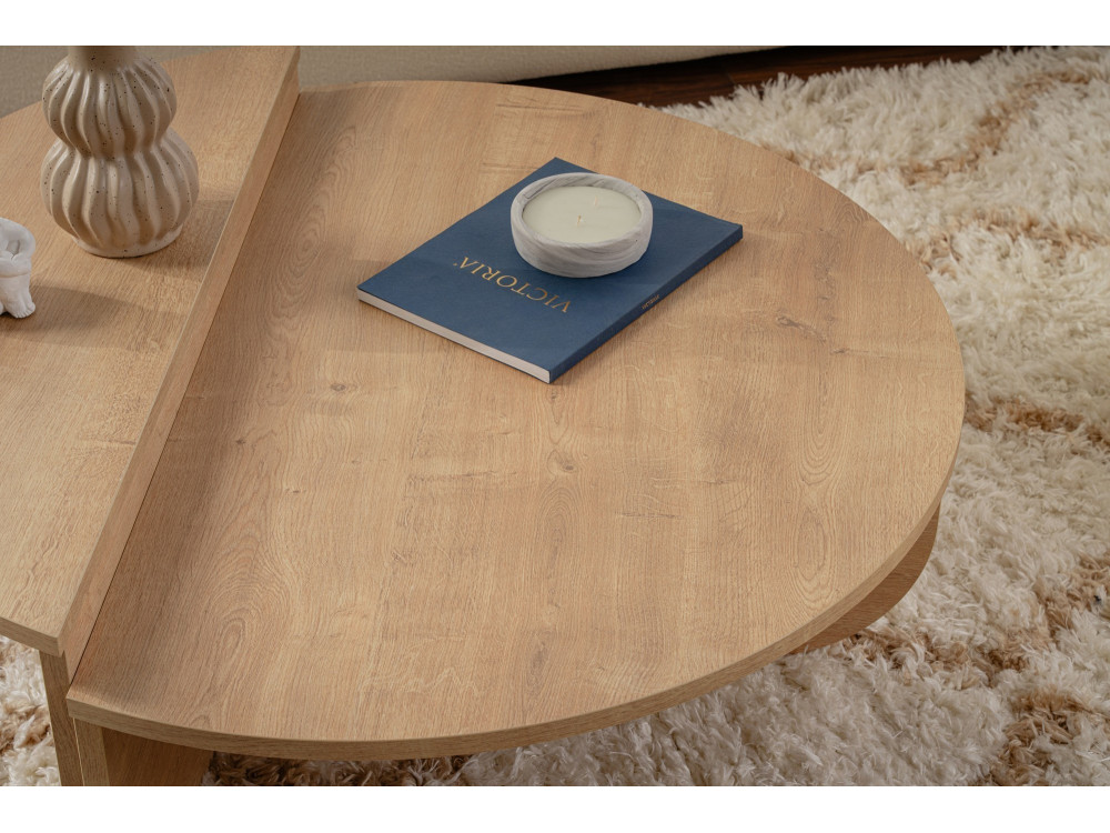 Mesa baja de madera "Orion" - 90 x 60 x 30 cm - Roble miel