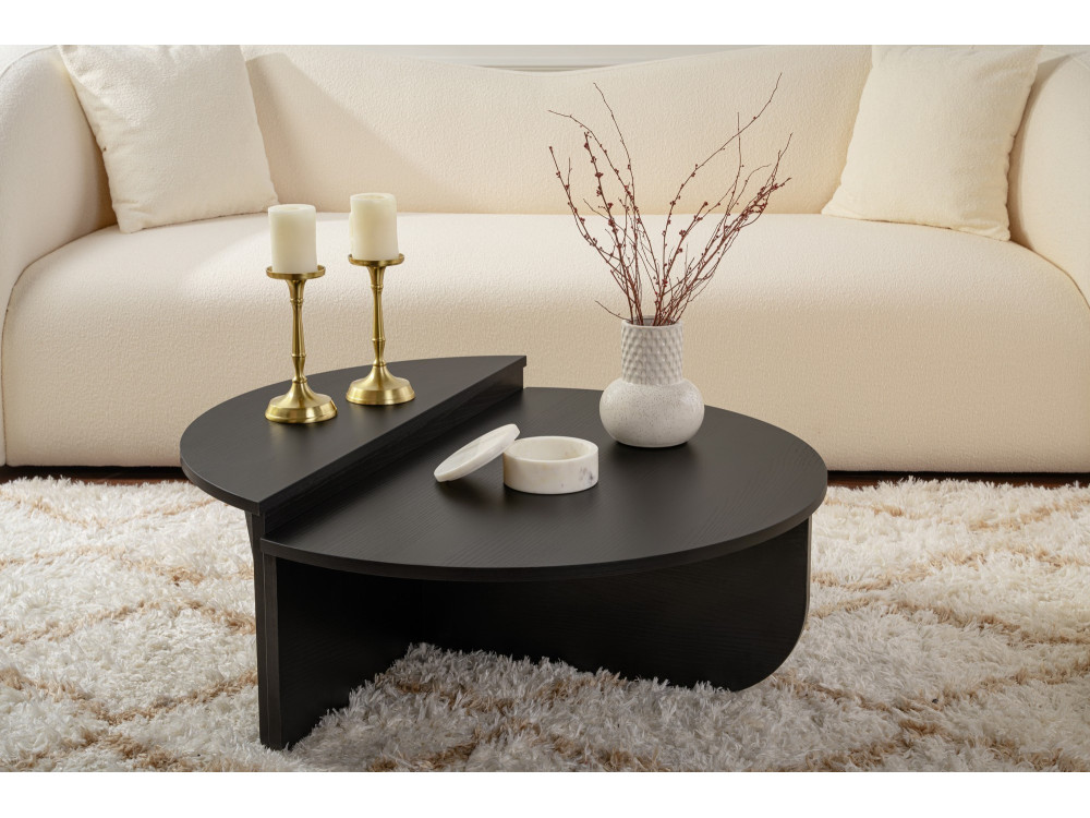 Mesa baja de madera "Orion" - 90 x 60 x 30 cm - Madera negra