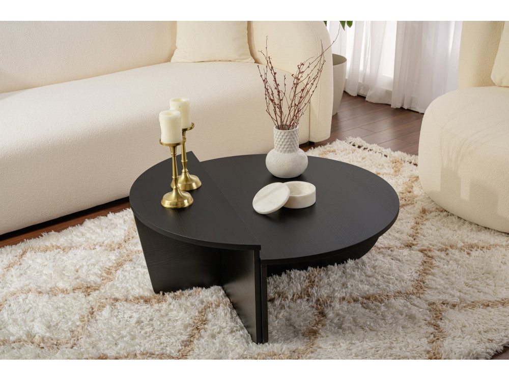 Mesa baja de madera "Orion" - 90 x 60 x 30 cm - Madera negra