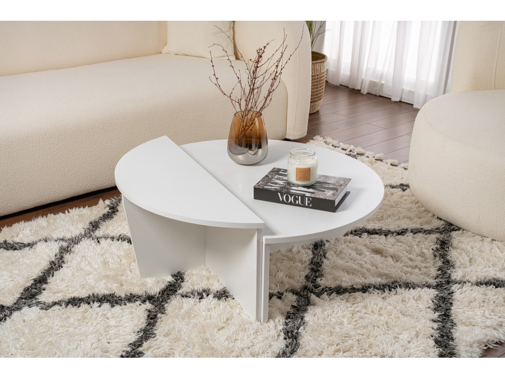 Mesa baja de madera "Orion" - 90 x 60 x 30 cm - Blanco