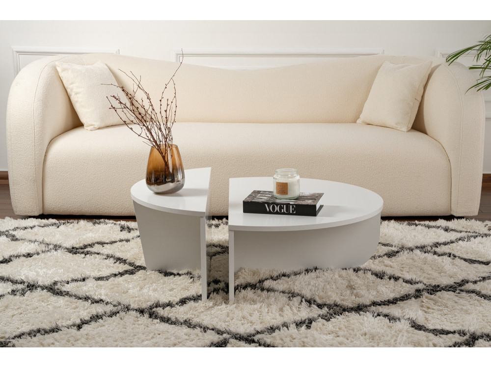 Mesa baja de madera "Orion" - 90 x 60 x 30 cm - Blanco