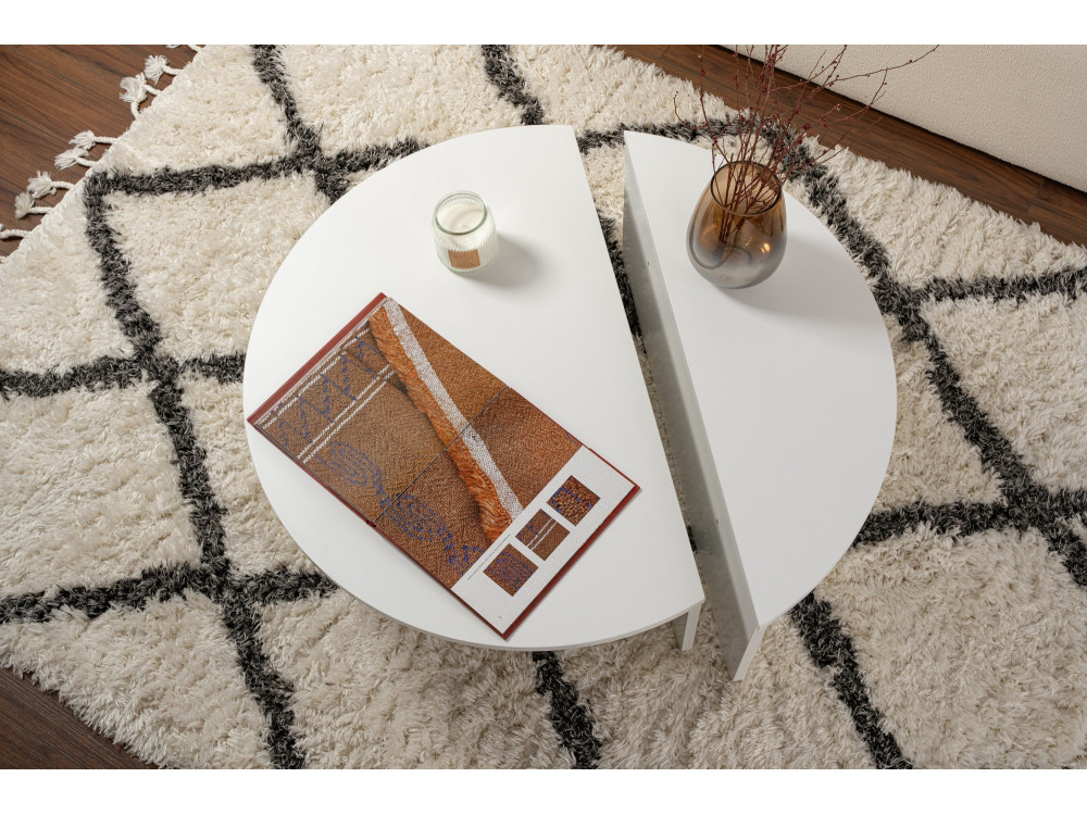 Mesa baja de madera "Orion" - 90 x 60 x 30 cm - Blanco