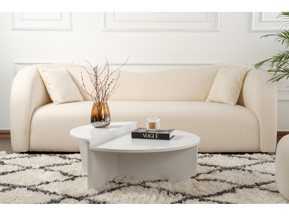 Mesa baja de madera "Orion" - 90 x 60 x 30 cm - Blanco
