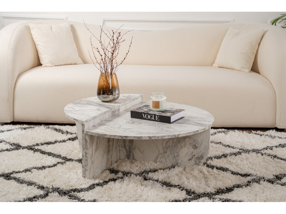 Mesa baja de madera "Orion" 90 x 60 x 30 cm - mármol Freesia