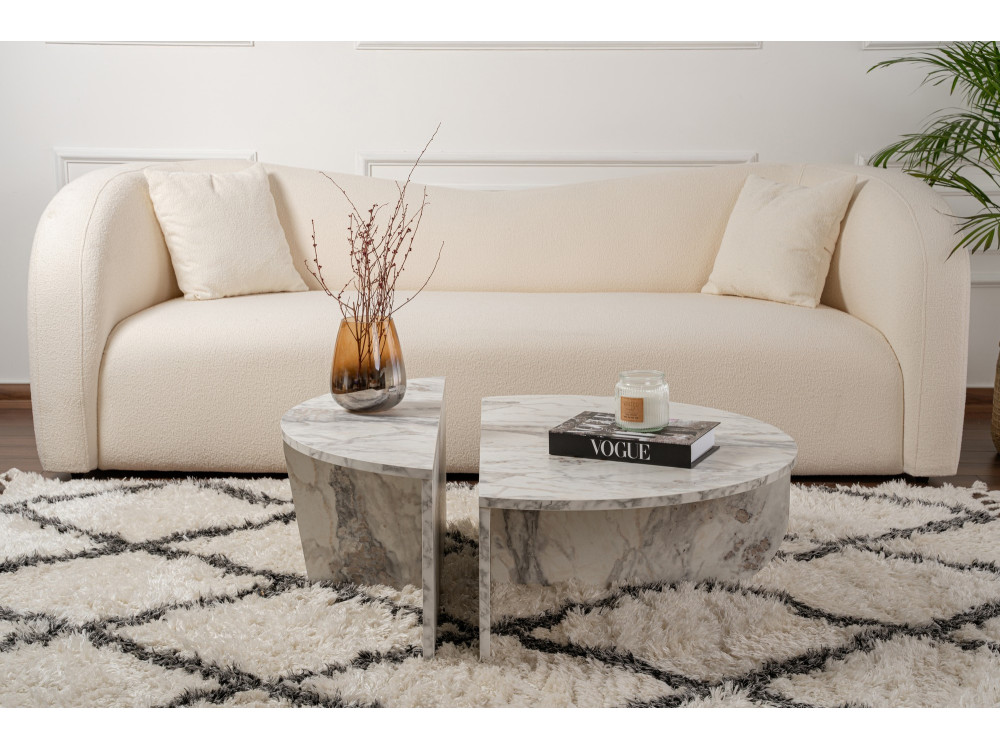 Mesa baja de madera "Orion" 90 x 60 x 30 cm - mármol Freesia