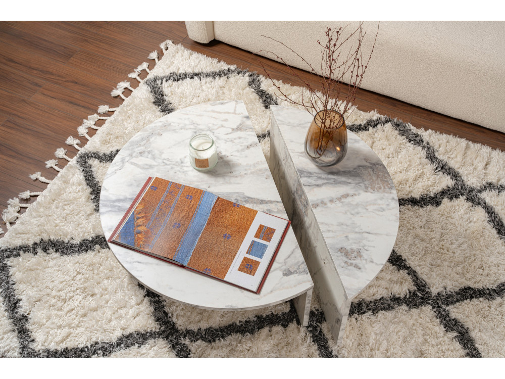 Mesa baja de madera "Orion" 90 x 60 x 30 cm - mármol Freesia