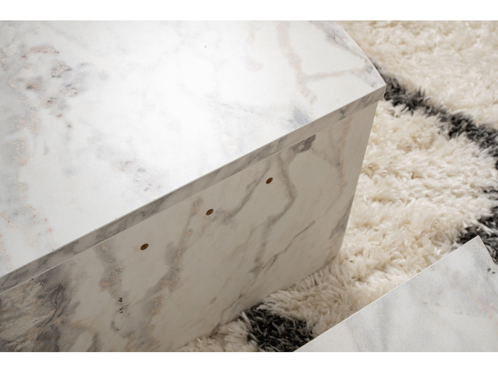Mesa baja de madera "Orion" 90 x 60 x 30 cm - mármol Freesia