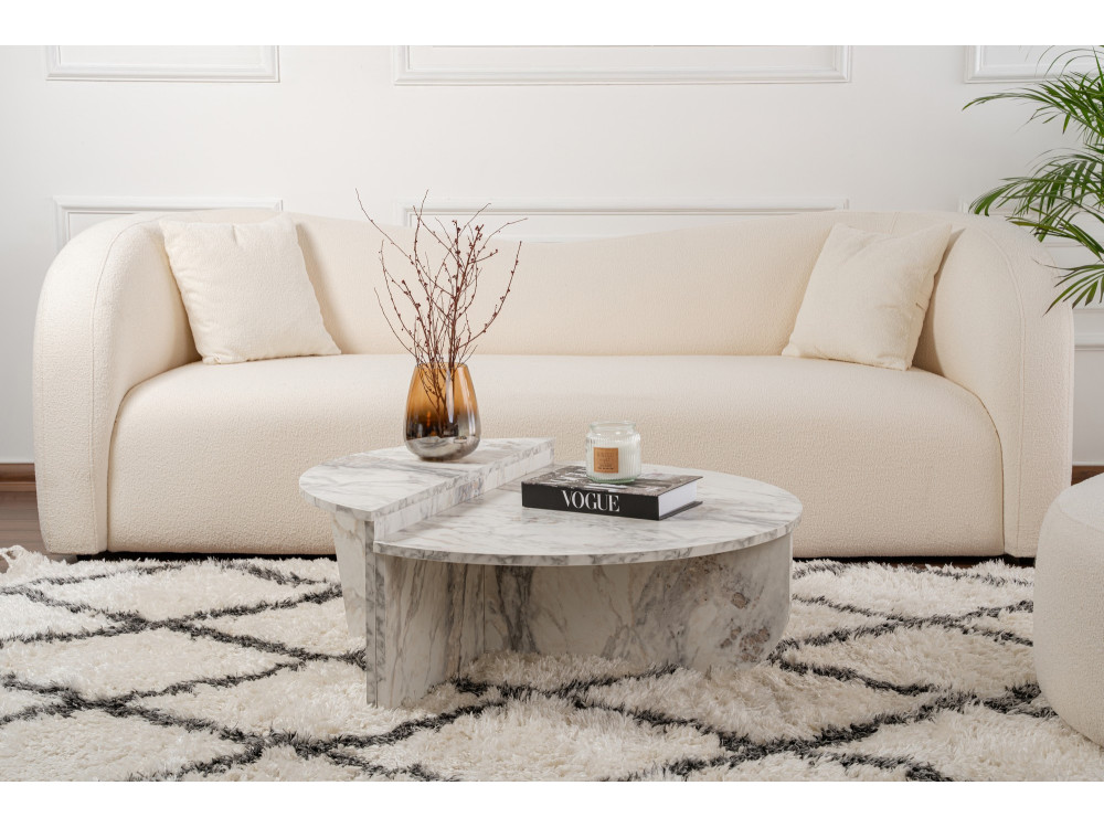 Mesa baja de madera "Orion" 90 x 60 x 30 cm - mármol Freesia