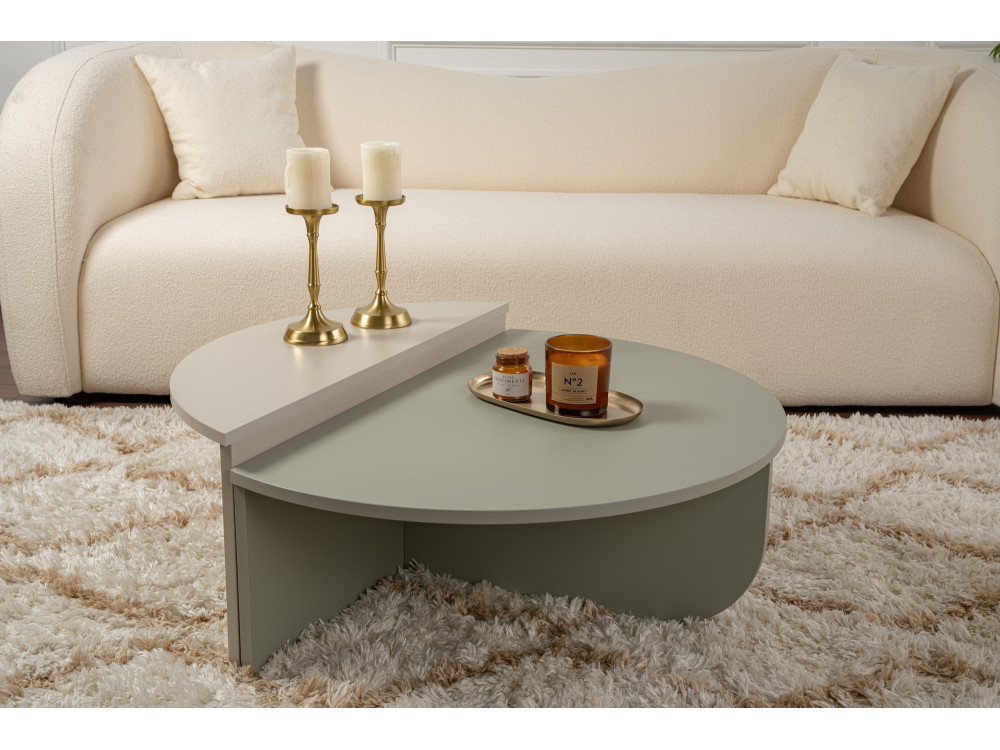 Mesa baja de madera "Orion" 90 x 60 x 30 cm - Verde ceniza