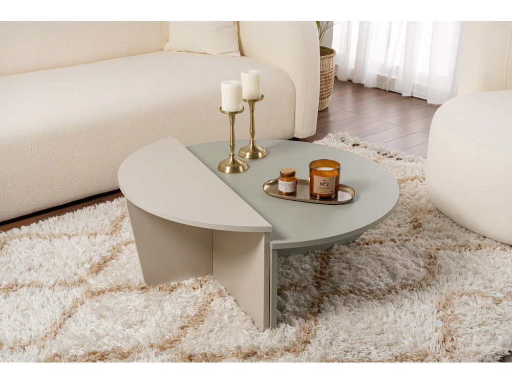 Mesa baja de madera "Orion" 90 x 60 x 30 cm - Verde ceniza