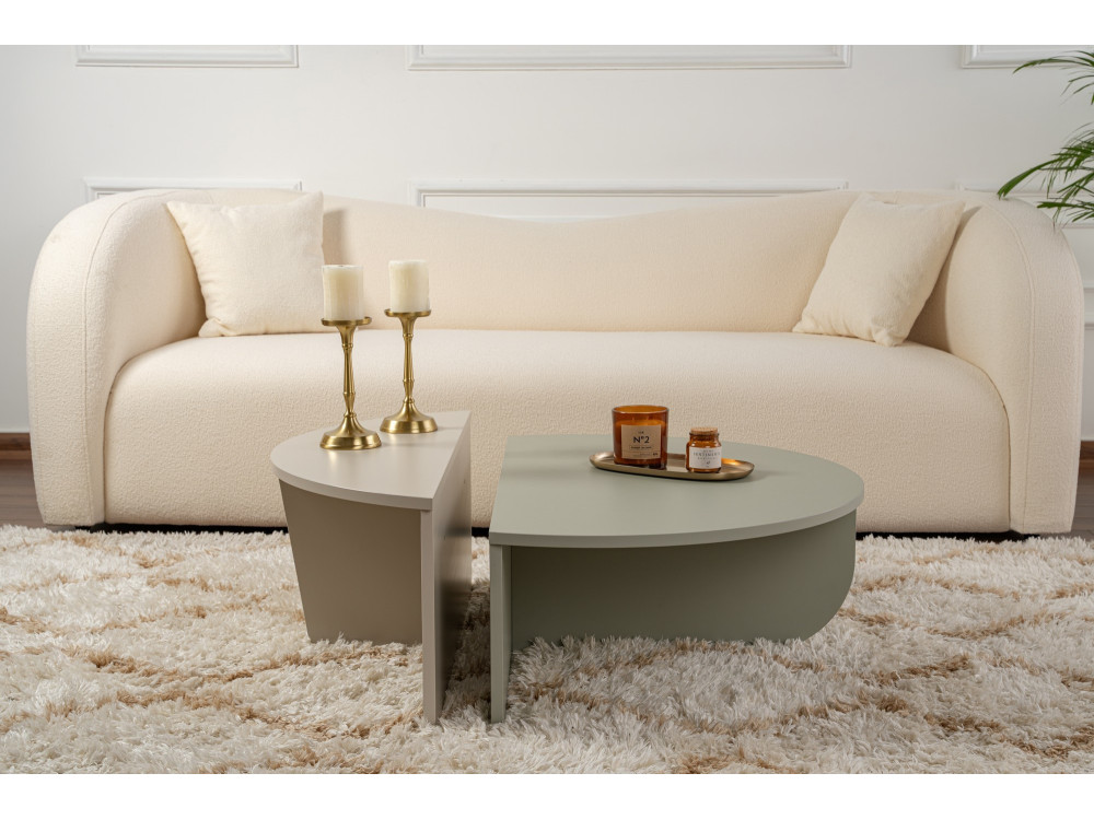 Mesa baja de madera "Orion" 90 x 60 x 30 cm - Verde ceniza