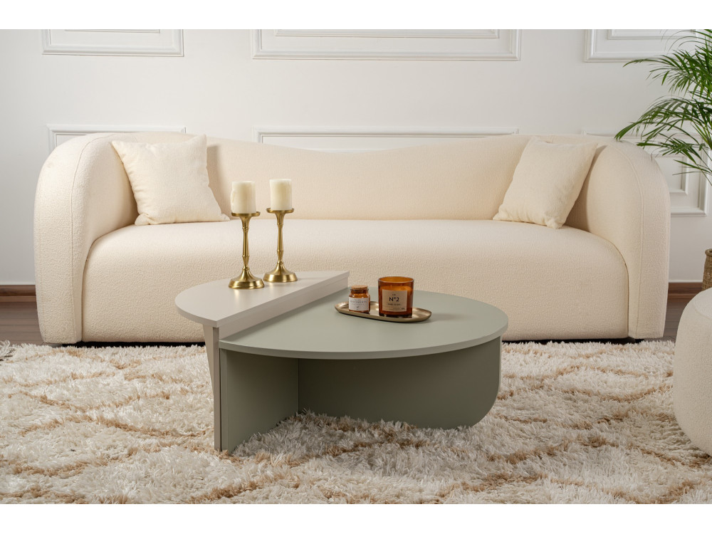 Mesa baja de madera "Orion" 90 x 60 x 30 cm - Verde ceniza