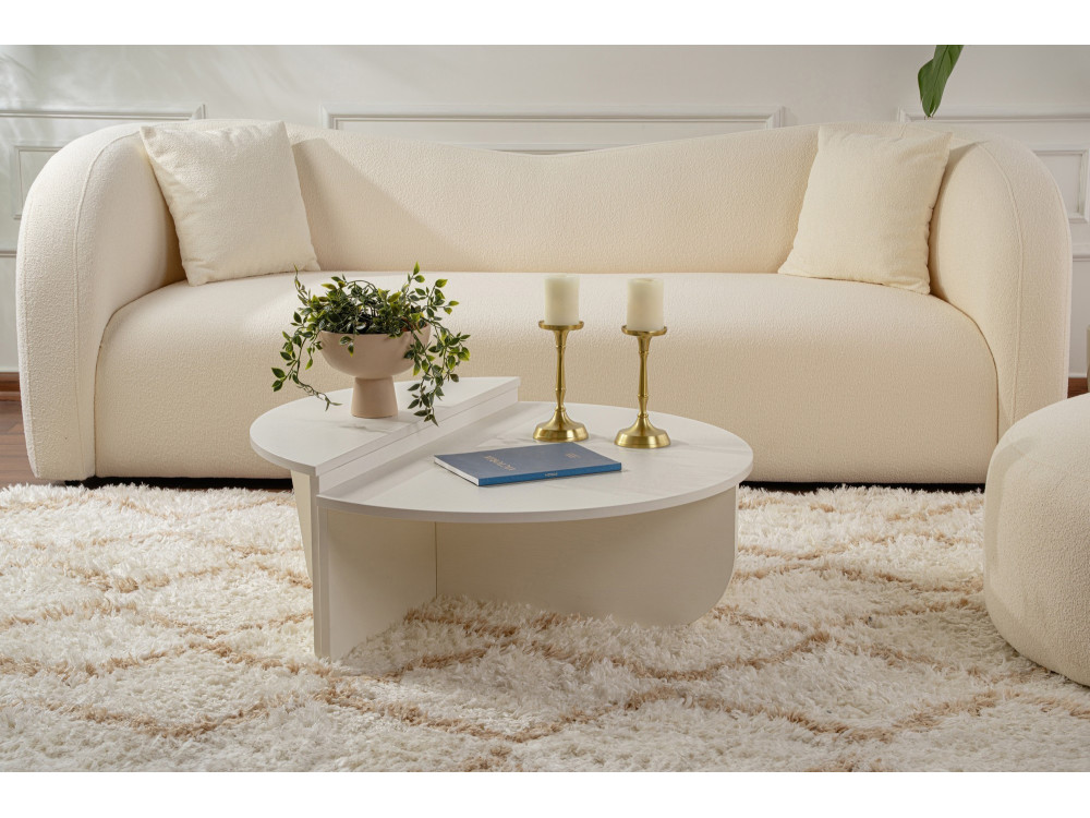 Mesa baja de madera "Orion" 90 x 60 x 30 cm - Madera blanca