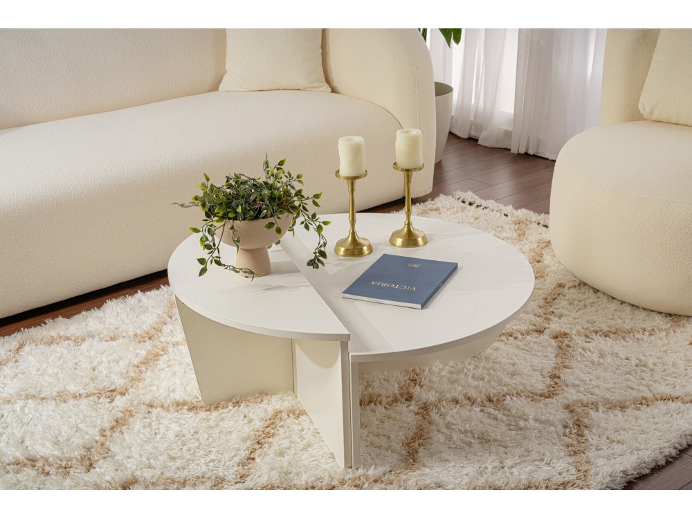 Mesa baja de madera "Orion" 90 x 60 x 30 cm - Madera blanca