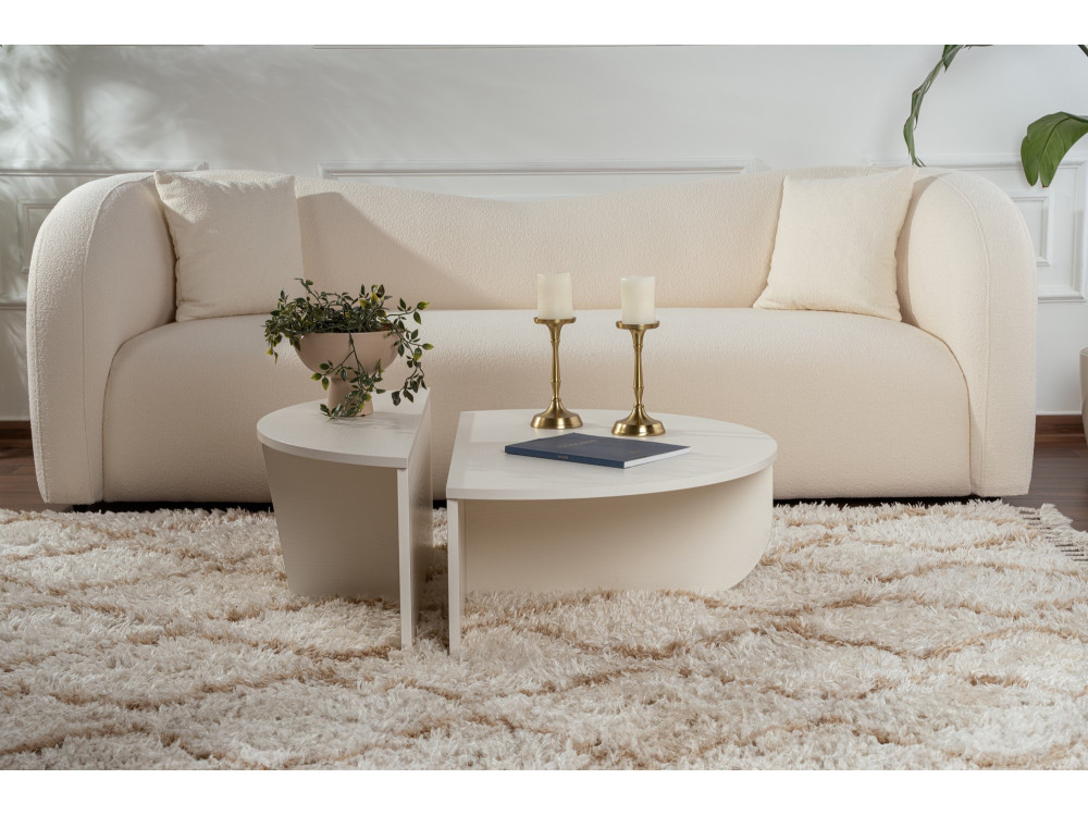 Mesa baja de madera "Orion" 90 x 60 x 30 cm - Madera blanca
