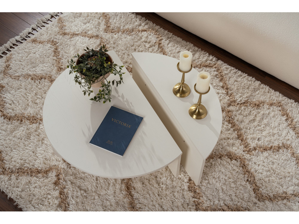 Mesa baja de madera "Orion" 90 x 60 x 30 cm - Madera blanca
