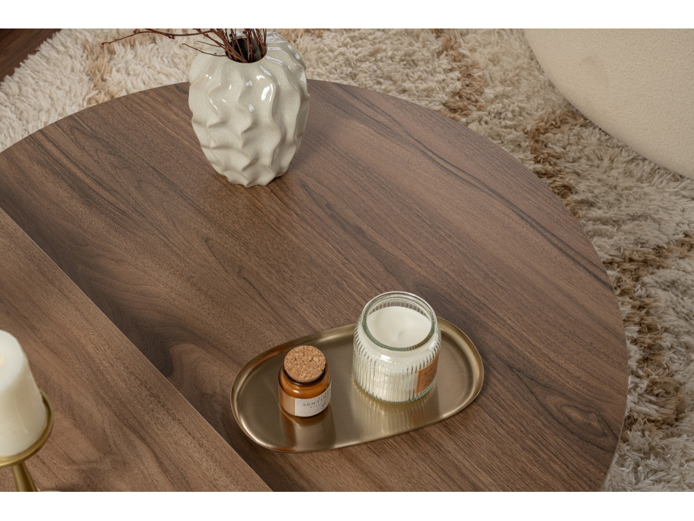 Mesa baja de madera "Orion" 90 x 60 x 30 cm - Nogal