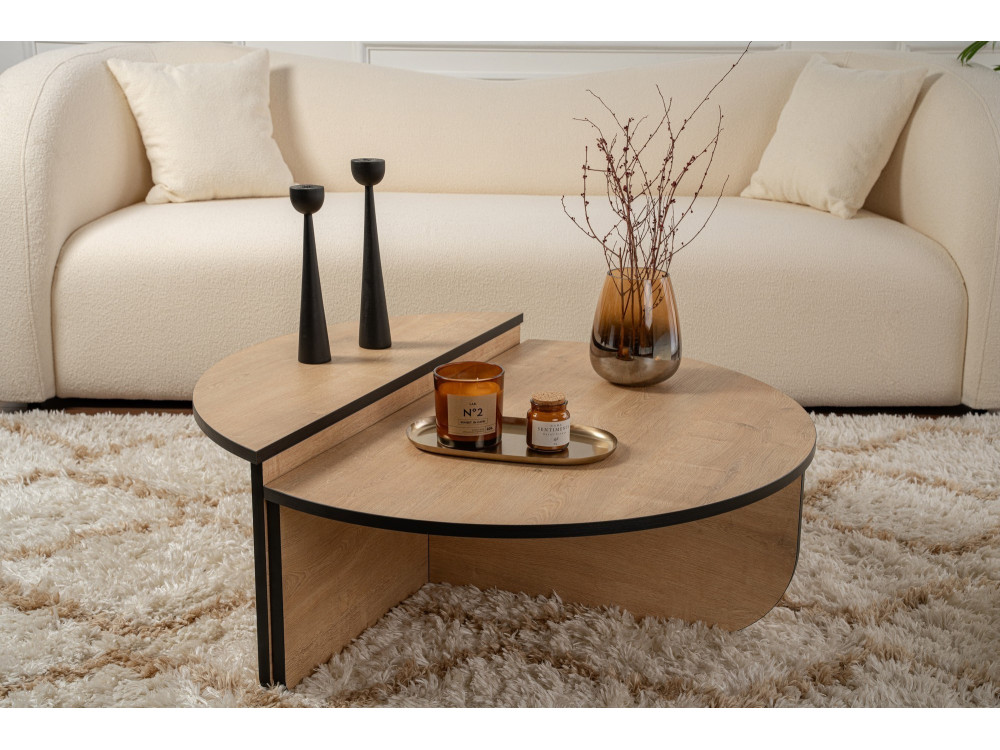 Mesa baja de madera "Orion" 90 x 60 x 30 cm - Roble miel