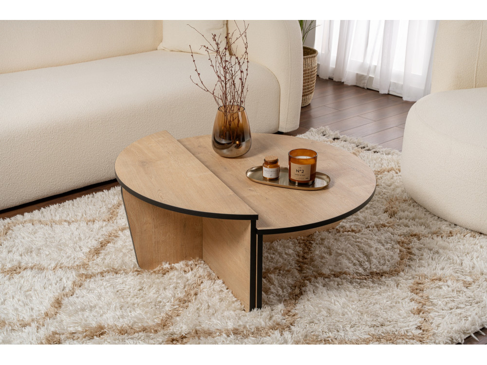 Mesa baja de madera "Orion" 90 x 60 x 30 cm - Roble miel