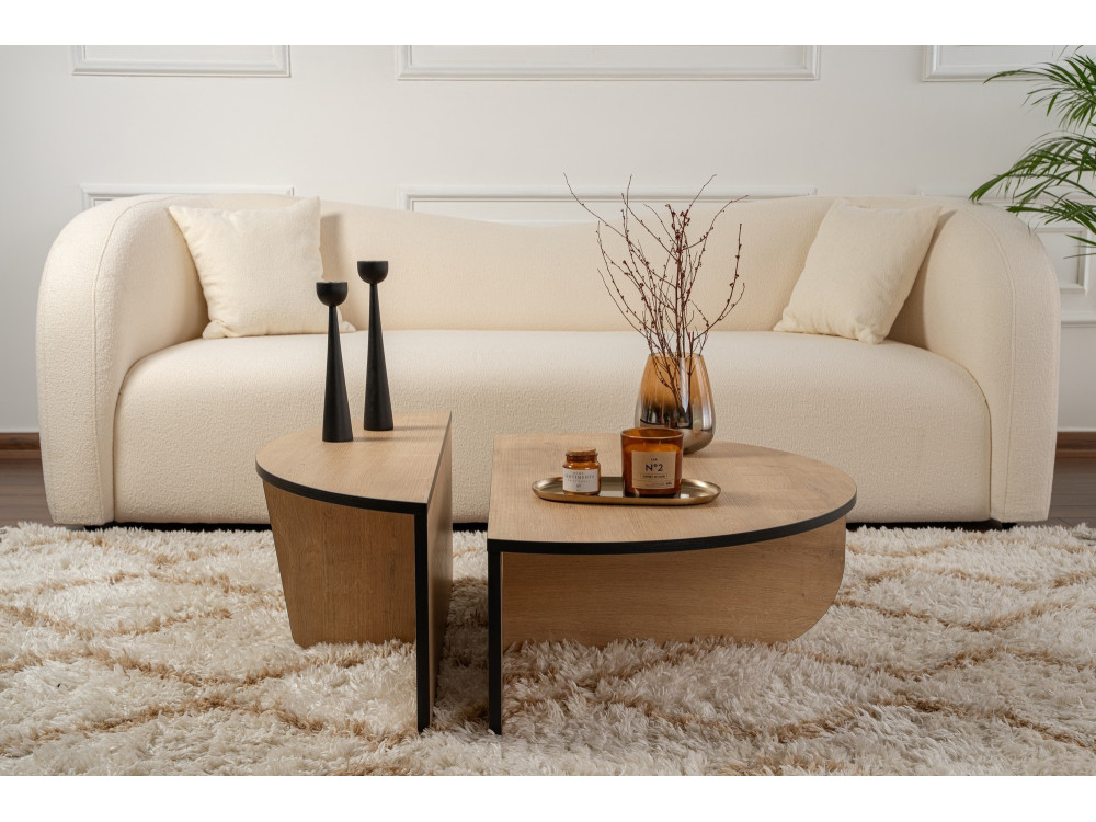 Mesa baja de madera "Orion" 90 x 60 x 30 cm - Roble miel
