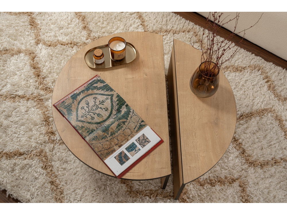 Mesa baja de madera "Orion" 90 x 60 x 30 cm - Roble miel