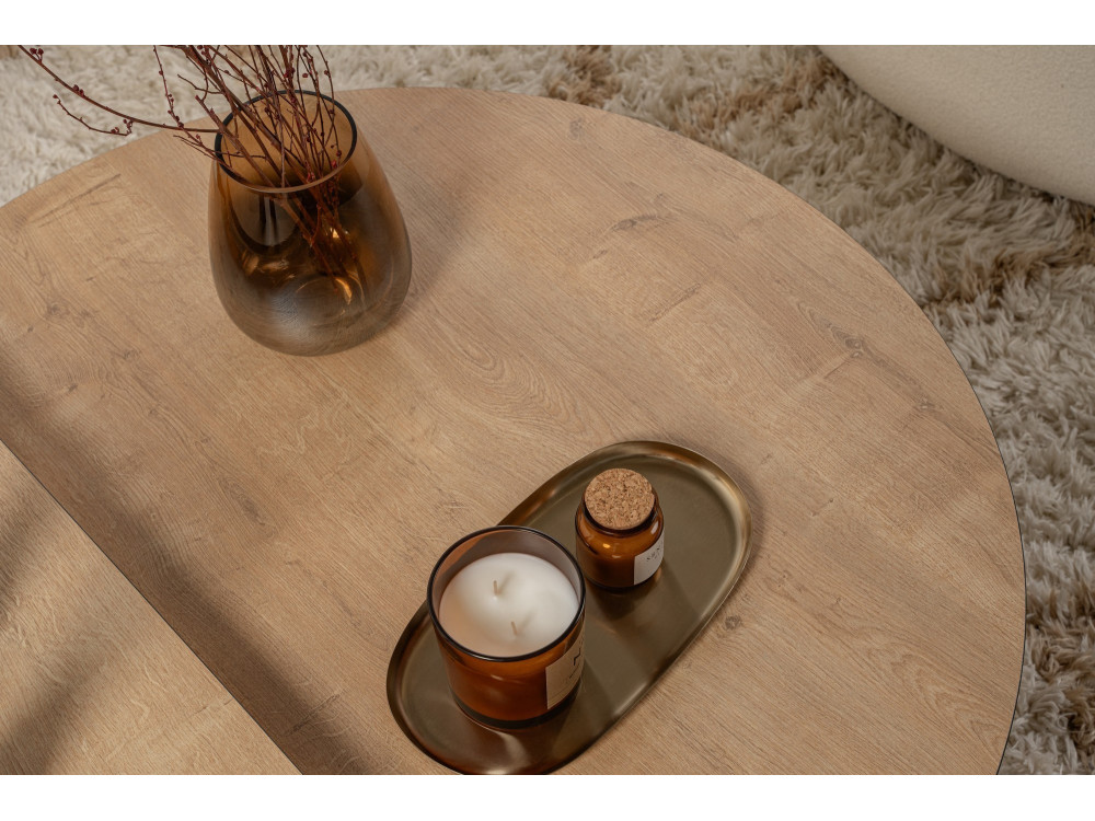 Mesa baja de madera "Orion" 90 x 60 x 30 cm - Roble miel