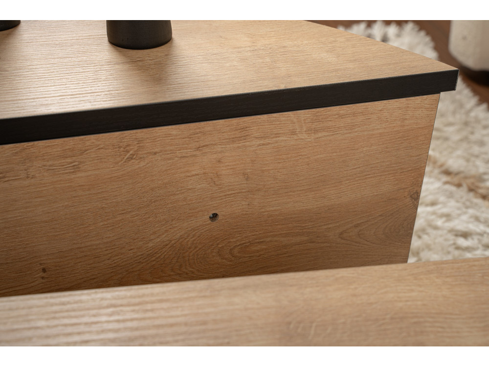 Mesa baja de madera "Orion" 90 x 60 x 30 cm - Roble miel