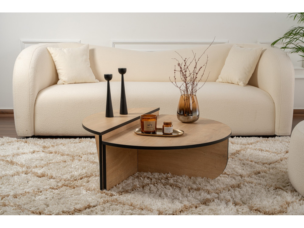 Mesa baja de madera "Orion" 90 x 60 x 30 cm - Roble miel