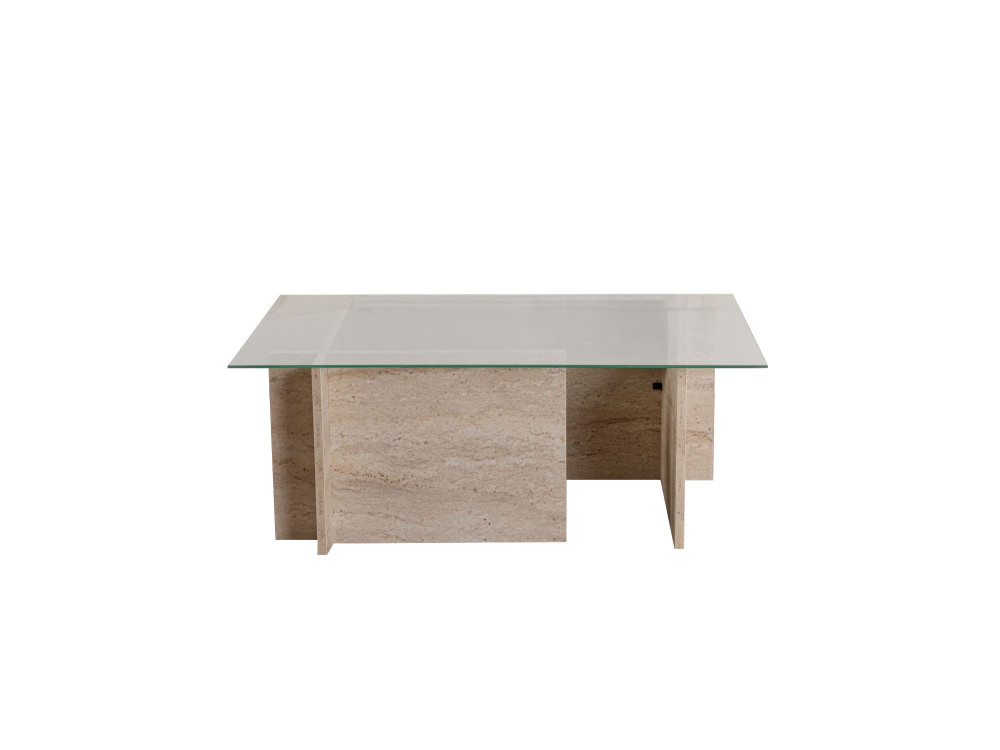 Mesa baja de madera "Vetrino" - 105 x 65 x 40 cm - Travertino
