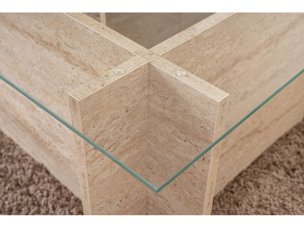 Mesa baja de madera "Vetrino" - 105 x 65 x 40 cm - Travertino
