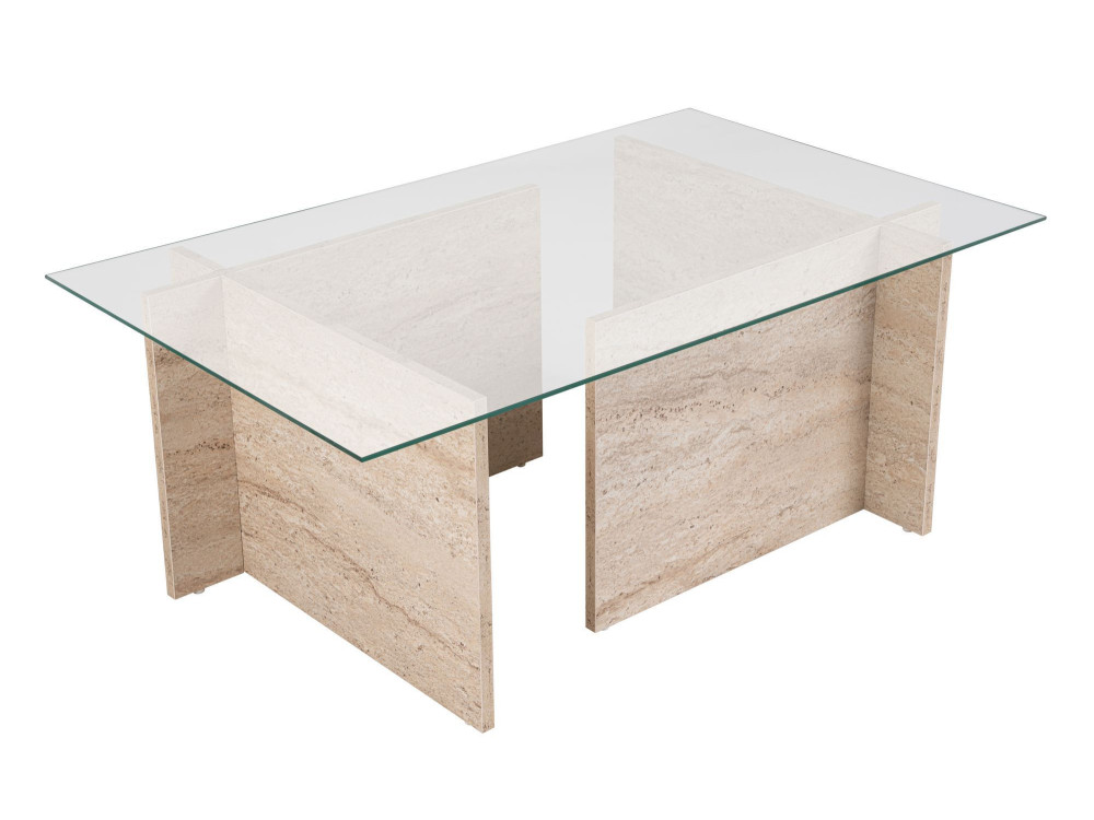 Mesa baja de madera "Vetrino" - 105 x 65 x 40 cm - Travertino