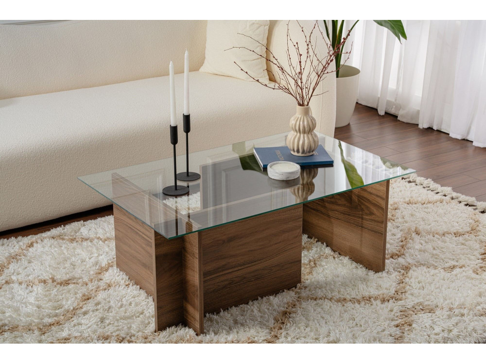 Mesa baja de madera "Vetrino" - 105 x 65 x 40 cm - Nogal