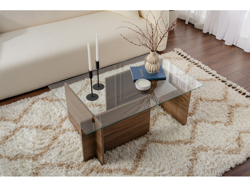 Mesa baja de madera "Vetrino" - 105 x 65 x 40 cm - Nogal