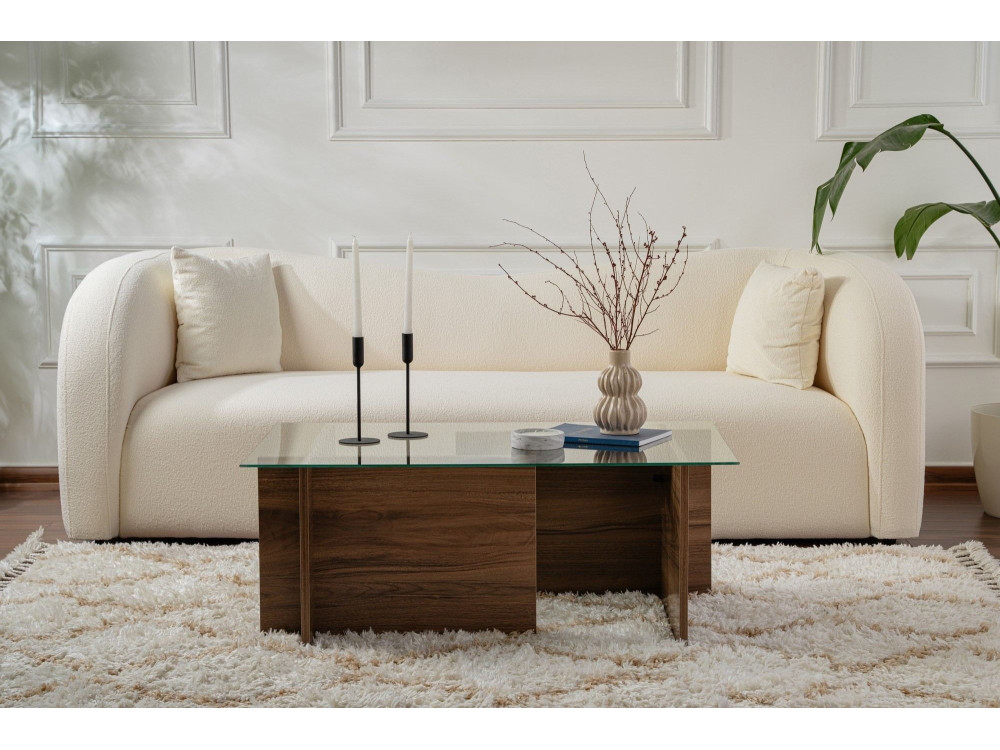 Mesa baja de madera "Vetrino" - 105 x 65 x 40 cm - Nogal