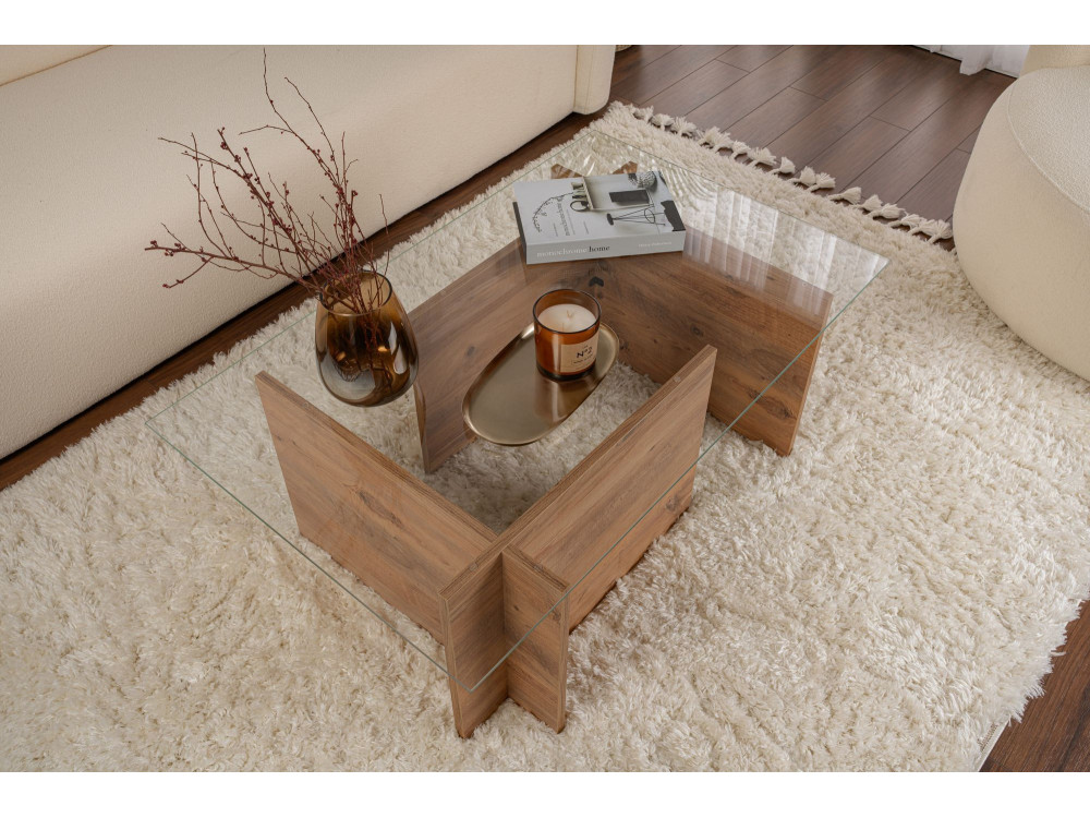 Mesa baja de madera "Vetrino" - 105 x 65 x 40 cm - Pino Atlántico